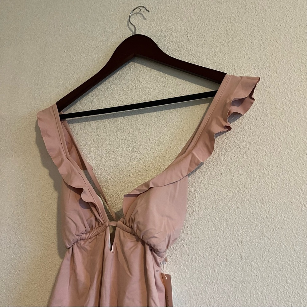 MNWT Eberjey Womens Pink Grayson So Solid Ruffle Straps One Piece Swimsuit - Picture 4 of 9